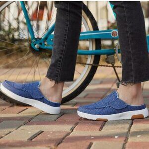 OrthoComfoot Womens Canvas Slip On Shoes For Plantar Fasciitis Arch Support SZ 7